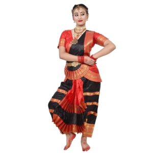 Bharatanatyam Dress Readymade Black and Red Color Costume Bharatnatyam
