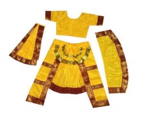 Fancyflight Yellow Bharatnatyam able Fan Classical Dance Costume for Girls Fancy Dress Competitions
