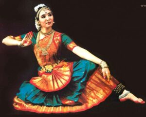 Golden zari border Bharatnatyam costume