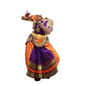 Mudra Dance Costumes Orange and Violet Readymade Classical Bharathanatyam Dress for Women 