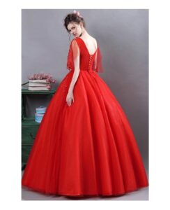 Ruffled overall floor-length ball gown dress