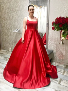 V Inset Red Ball Gown dress