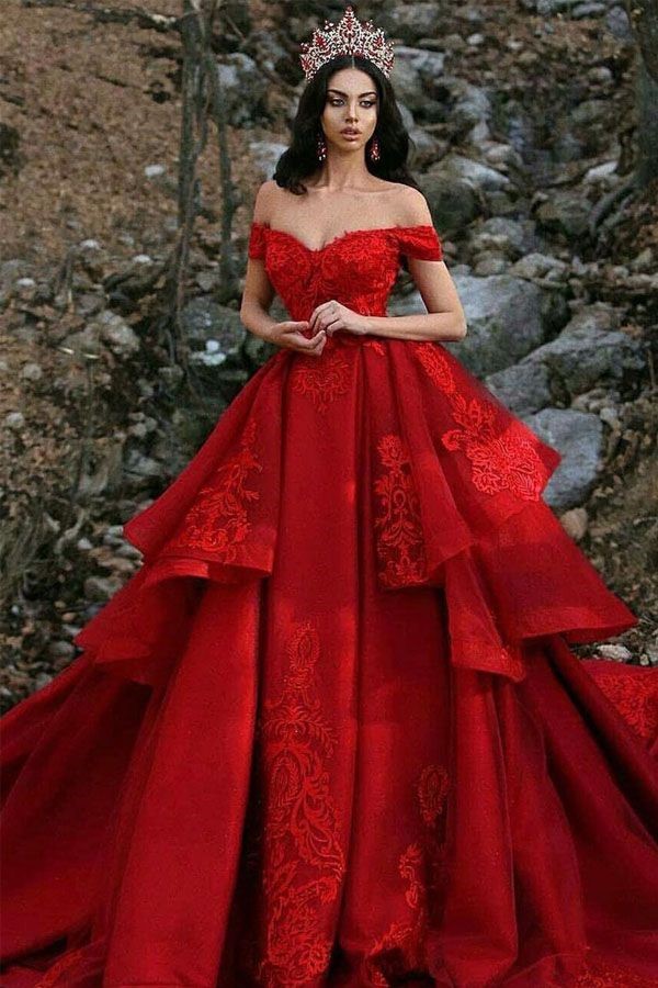 red ball gown dress