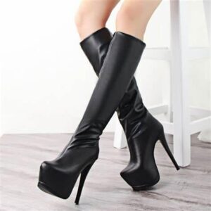 High-heeled boots with thick platforms