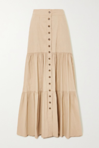 L.C. x Petra Flannery Inez tiered fitted linen skirt