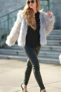 Leather Pants with a fur coat