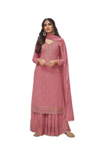 Pink nude georgette sharara suit