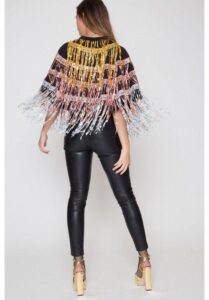 Sequin top and leather pant