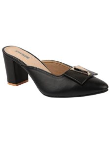 Shoetopia Women Black Solid Block Mules