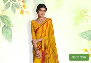 Georgette Yellow Printed Saree