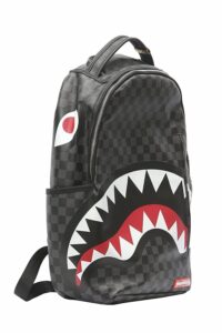 Gray Checkered Sharks In Paris Backpacks Laptop Bag