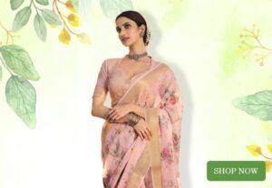 Light Pink Floral Print Saree