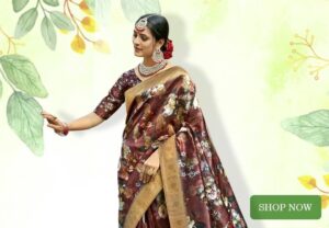 Maroon Cotton Floral Printed Saree