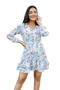 Sugarchic Women Blue Floral Fit & Flare Mini Dress