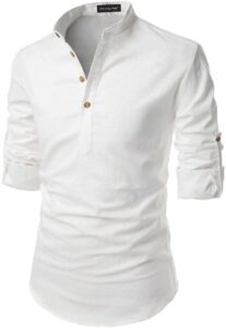 DEELMO Men's Cotton Blend Full Sleeve Short Kurta Shirt
