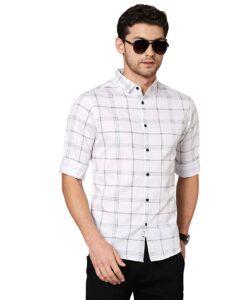 Dennis Lingo Men's Checkered Slim Fit Cotton Casual Shirt