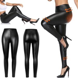 Faux Leather Leggings Women Stretchy Waisted Leather Pants