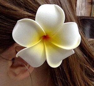 Hawaiian White Plumeria Flower Foam Hair Clip