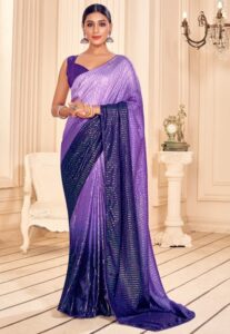 Saree with Lavender Sequins in Ombre