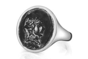 Tracee Nichols Oxidized Sterling Silver Roman Signet Ring