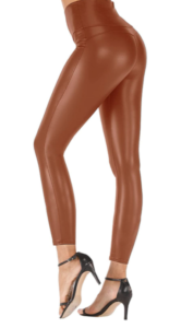 Tulucky Stretchy High Waisted Tights Faux Leather Leggings