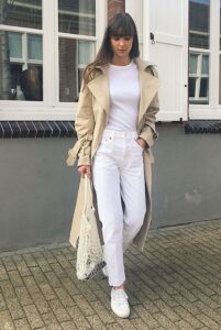 White Jean+Trench Coat