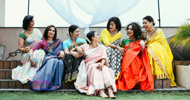 ladies in saree